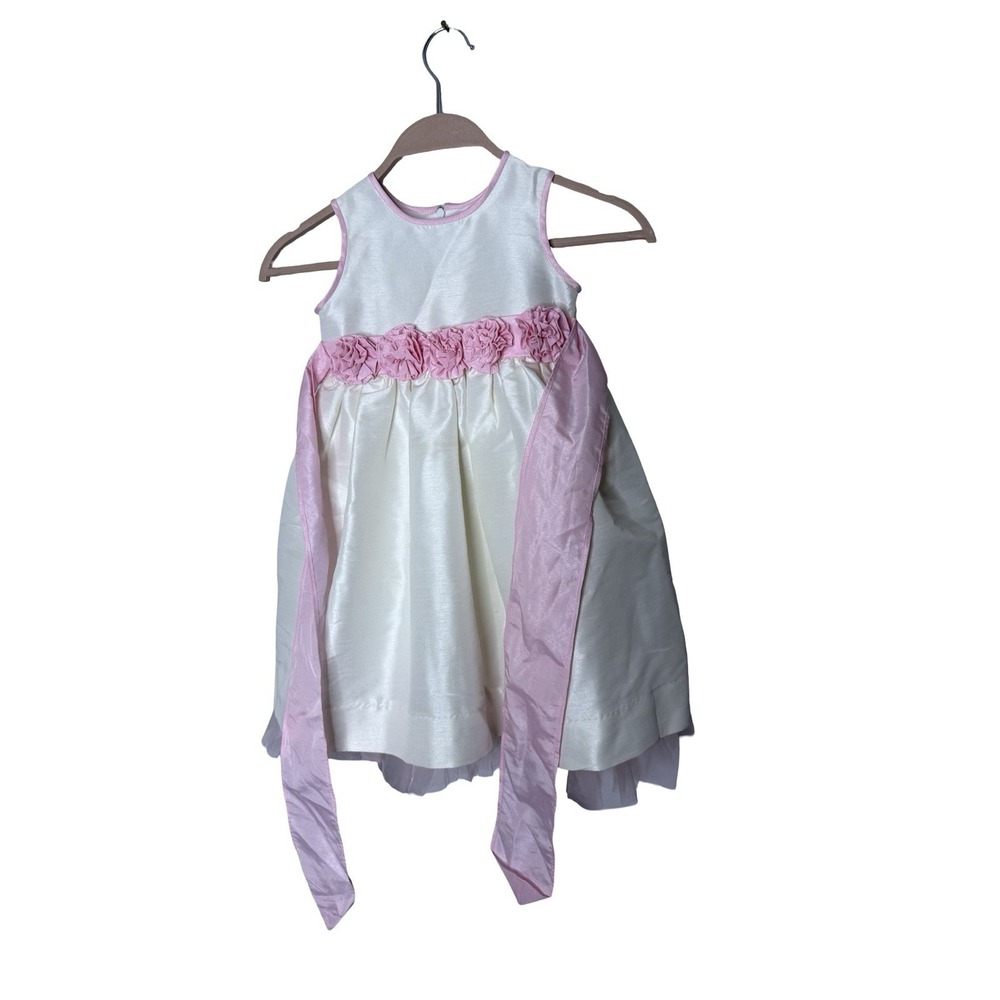 Jayne Copeland sz 3t Easter party flower girl white pink sash‎ girls dress